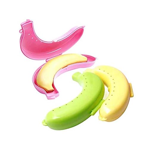 INTVN Banana Case, 3 Piezas Lunch Box Protector Container Holder Carrier Storage, Rosa, Verde, Amarillo