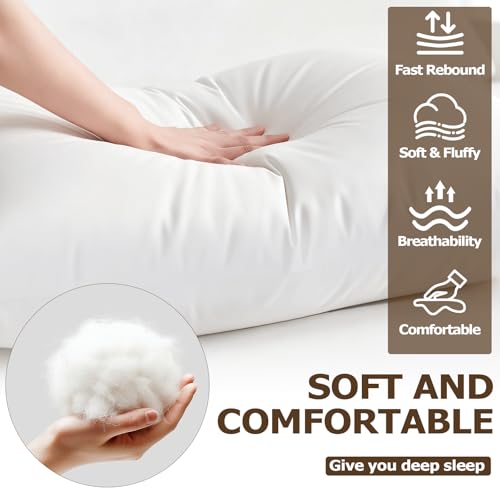 Image of 40 Pcs Queen Size Pillows, 30 x 20 Inch Bulk Hotel Standard Bed Pillows for Back, Stomach & Side Sleepers, Soft Support Sleeping Pillows, Machine Washable, White