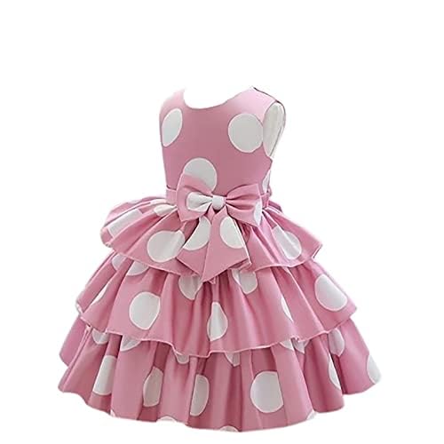 Image of Niren Enterprise Girl's Polka Dot Pattern Satin Blend Frock Dress with Sleeveless Round Neck Knee Length and A-Line Pull On Closure Type