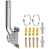 Staffa Antenna in Acciaio Inox 430, Palo Antenna TV Esterno 33 cm, Supporto a J con Blocco a 3 Viti, Regolabile 160°, per Parete Tetto Grondaia Palo, CPE WiFi Extender Meteo