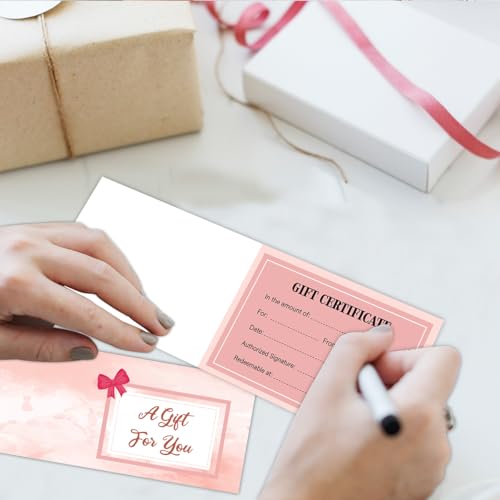 Certificados de regalo para negocios con sobres, vales en blanco para salones y bodas, 50 uds 3