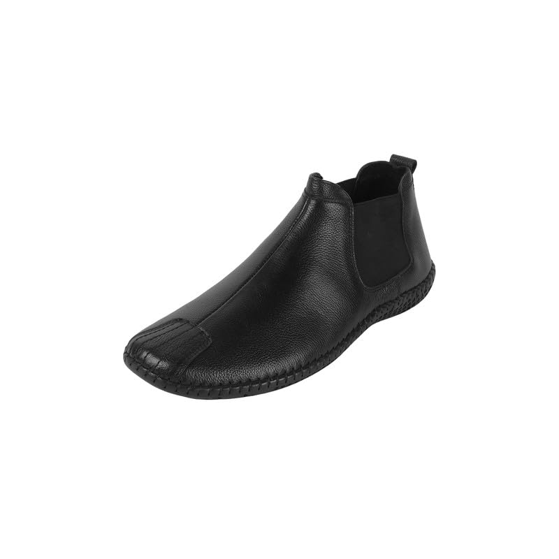 Metro Men's Sleek Black Textured Leather Slip-On Chelsea Boots for Smart Casual Wear UK/8 EU/42 (71-327)