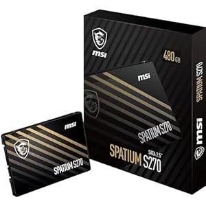 MSI SPATIUM S270 SSD 480 GB – SATA 3 2, 5-Zoll-Solid-State-Drive, 500 MB/s Lesen und 450 MB/s Schreiben, 3D NAND, integrierte Datensicherheit, Center – 5 Jahre Qualität (250 TBW)