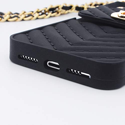 Luvi For Iphone Xr Wallet Case With Neck Strap Crossbody Chain Credit Card Holder Slot With Handbag Wrist Strap Protective Cover For Girls Women Silicone Shockproof Case For Iphone Xr Black #TOP5
