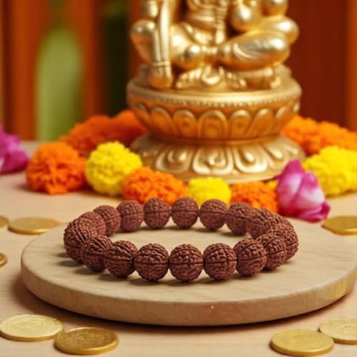 Image of 7 Mukhi Rudraksha Bracelet for Man & Women with Spiritual Healing Beads | Spiritual & Astrology Healing Gifting Bracelet for Men | Wrist Mala for Yoga, Meditation, Peace, Focus & Positive Energy