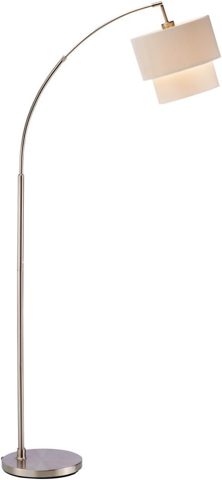 Adesso 3029-12 Gala Floor Lamp, 66-71 in, 150W Incandescent/CFL, Brushed Steel, 1 Arc Lamp Natural