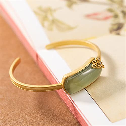 Bague jade Hetian ancien argent s925 plaqué or : le cadeau idéal