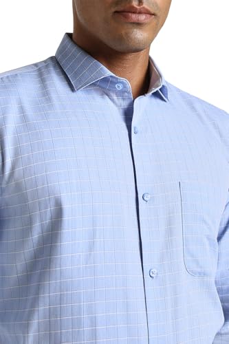 Image of Peter England Men's Micro-Checkered Formal Slim Fit Full Sleeve Shirt | Cotton Rich