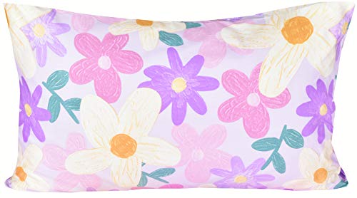 Image of Scientific Sleep Purple Flower Painting Girls 100% Cotton 4 Pcs Full Bed Sheet Set Kids Toddler Teen, Flat Sheet & Fitted Sheet & Pillowcase Kids Bedding Set (Floret, Full)