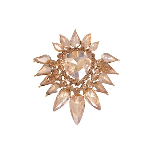 Image of Rhinestone Brooch Pin for Women Elegant Crystal Flower Bouquet Brooches Lapel Pin Wedding Party Dress Accessories for Wife Mom Birthday Gifts