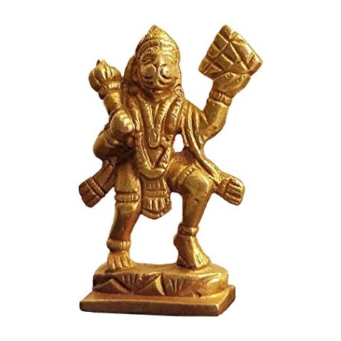 GURU JEE Brass Statue Hanuman Murti For Home Decor Pooja Mandir Small Religious Gift Item Cover