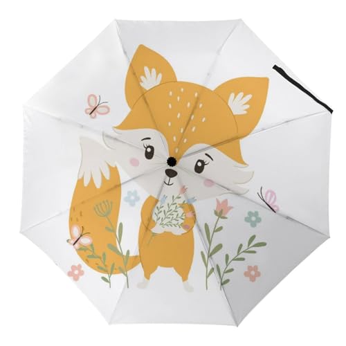 Parapluie pliant licorne papillon automatique avec ouverture rapide et format compact