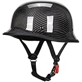 YQWDWD Casco De Motocicleta Vintage De Media Carcasa, Casco De Motocicleta Retro De Cara Abierta, Casco De Media Carcasa De Estilo Alemán De Fibra De Carbono A,S=54~55CM