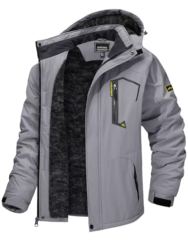 Image of TACVASEN Men's Winter Skiing Jackets Water Resistant Fleece Coats Insulated Thermal Snowboard Jacket Parka Raincoat with Hood