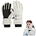 Ckuakiwu Ski Gloves for Kids Aged 6-12 5-Finger Touchscreen Coldproof Ice Skating Gloves with Non-Slip Palms Elastic Wrist Kids Ski Gloves with Anti-Lost Buckle for Winter Sports White,Ski Gloves
