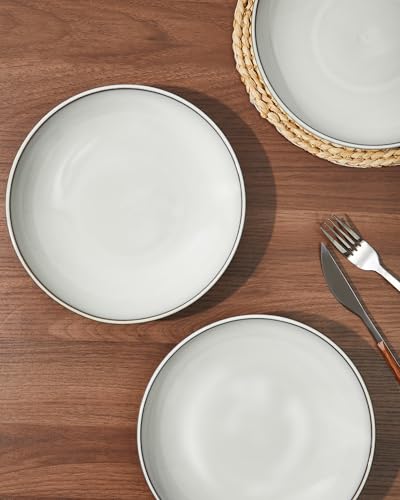 Image of 8.75'' Ceramic Pasta Bowls Set of 4, Salad Bowls Pasta Serving Bowls | 32Oz Versatile Serving Bowls for Pasta, Salad, Fruit & Noodles, Soup Bowls Sets, Stoneware Pasta Plates, Moonstone White