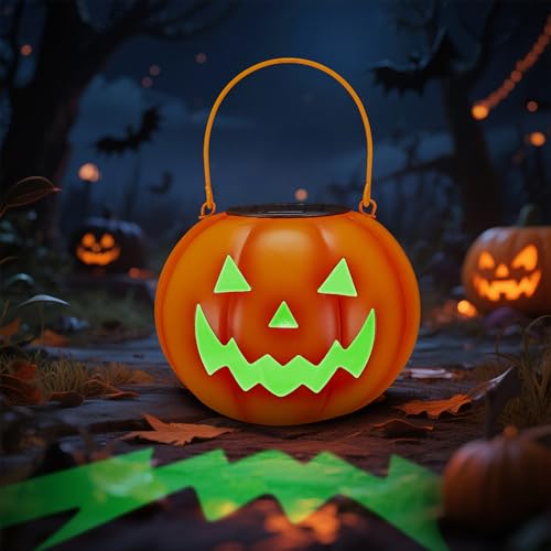 Halloween Decorations Outdoor Pumpkin Solar Lanterns, Color Changing Halloween Solar Lanterns Outdoor, Hanging Jack O Lantern Pumpkin Lamps for Outside, Yard, Patio, Lawn, Porch, Garden Decor