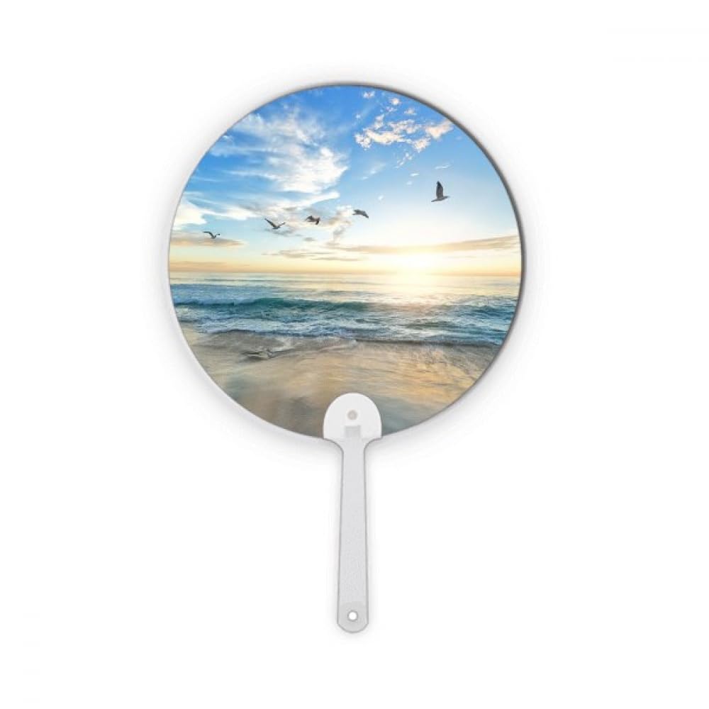 Éventail rond en plastique Ocean Sand Beach Bird déco marine