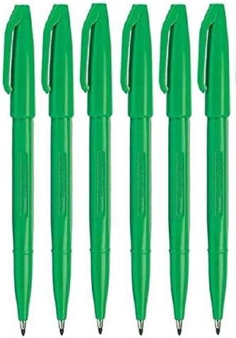 Pentel S520-D Sign Pen Fibre Tip Pens 0.8mm Green, Box 12