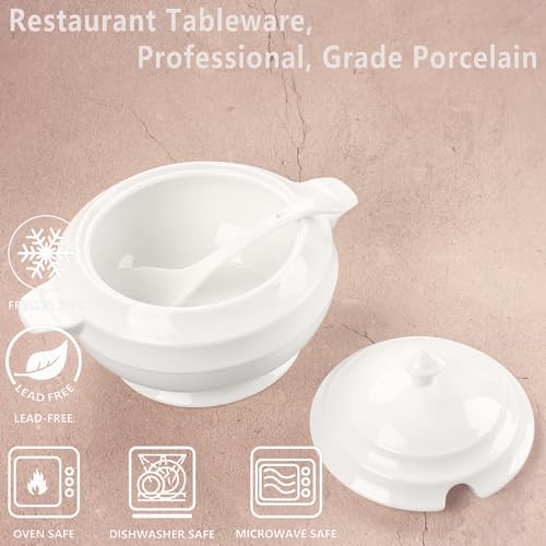 Jinsongdafa Casserole Dish With Serving Handle, Soup Pot 1.6-Quart, French White Ceramic Tureen With Lid And Ladle thumb #2