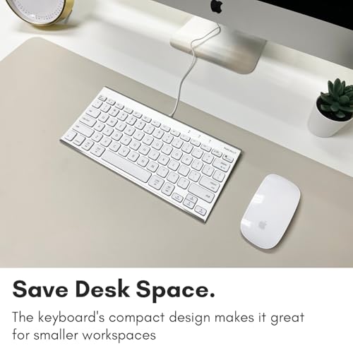 Macally Teclado USB com fio para Mac e Windows PC Teclado Apple pequeno compat vel com economia de e