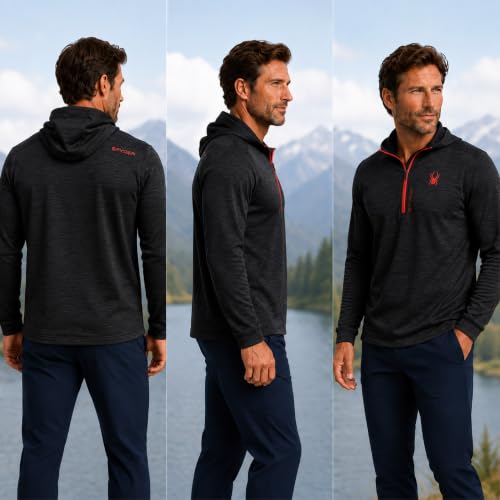 Image of Spyder Mens Quarter Zip Pullover Sweatshirt - Dry Fit Quarter Zip Hoodie