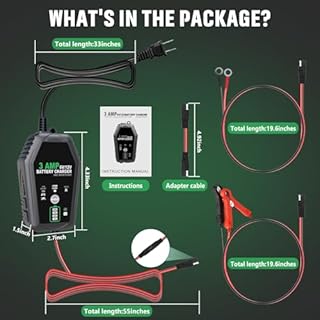 Chargeur de batterie 6 V/12 V, mainteneur de batterie, chargeur intelligent entièrement automatique 3 A, chargeur de batterie au plomb-acide au lithium LiFepo4 à 6 volts et 12 volts, désulfateur pour
