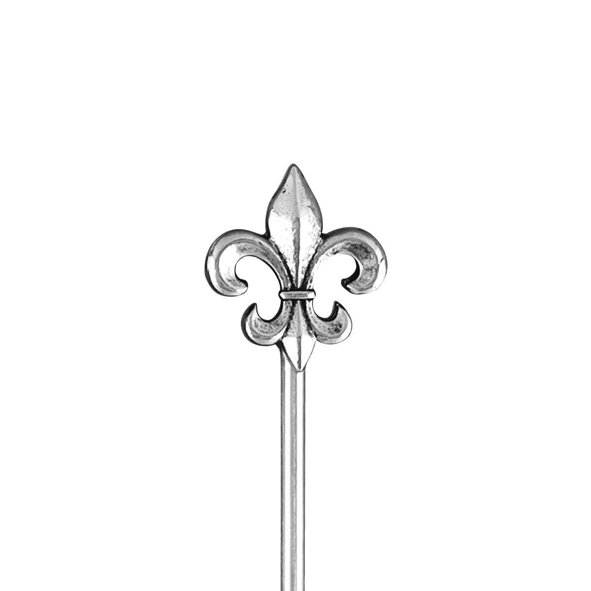 Ware Fleur-de-lis Swizzle Sticks, mango decorativo de aleación de zinc con agitador de acero inoxidable 18/8, agitadores de bebidas de cóctel para fiestas y bares, plateado, 7.25 pulgadas, juego de 2