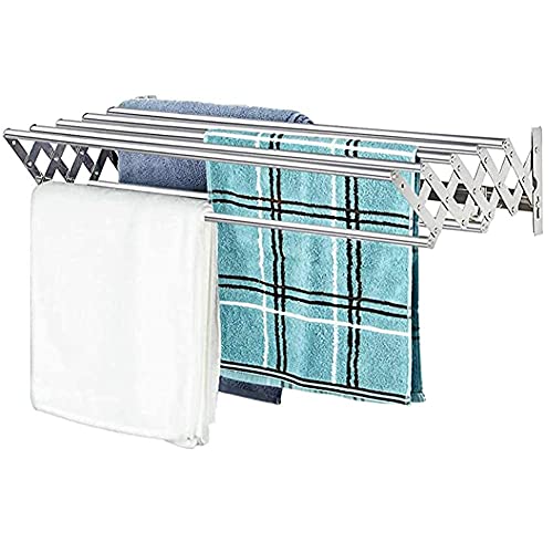 NDRFAWY Tendedero de ropa para montaje en pared, ahorro de espacio, plegable, de acero inoxidable, fácil de instalar, diseño para habitación o baño, torre de tendedero