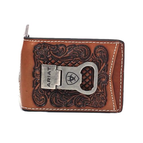 ARIAT Men's Floral Embossed Bifold Money Clip Wallet