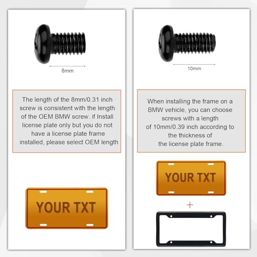 12pcs Rear License Plate Screws M5-0.8x8mm, Car Plate Screw Stainless Steel Black Zinc Plated License Plate Screws Compatible with Tesla Model 3 Y BMW 18-8 - Image 5