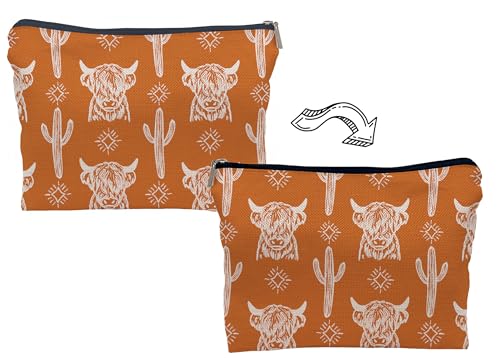 Image of Western Cow Makeup Bag,Western Cow Gifts For Women,Cowgirl Stuff For Women,Cowgirl Gifts(COW A)
