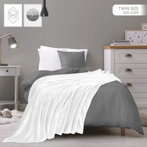 Image of Utopia Bedding Fleece Blanket Twin Size White (60x80 Inches) Ultra Soft Warm Lightweight Microfiber Breathable Anti-Static Cozy Bed Blanket, All-Season Home Decor Gift for Men & Women