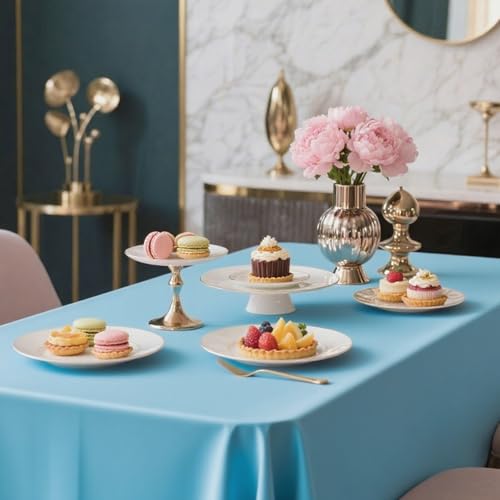 Nappe plastique bleu poussiéreux jetable contre les taches Lot de 12 nappes de banquet - 3