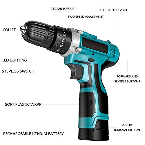 QHYXT Akku-Bohrmaschinen, 25-V-Akku-Schlagbohrer-Set, 32 Nm maximales Drehmoment, ± 160 Min. im Leerlauf, Silikon… – Bild 8