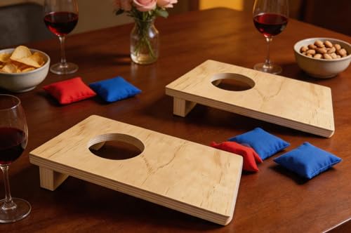 Image of Cornhole Set, Cornhole Boards with 8 Bean Bags,Portable Game Set for Travel Home Office Recreation Tailgate