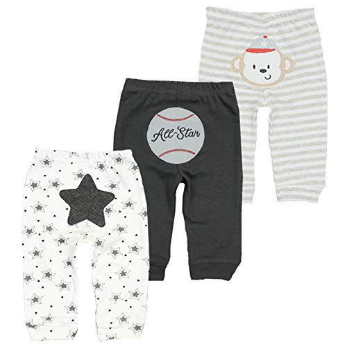 Image of Unisex Newborn Baby Cotton 4-Pack Pants Embroidery Pringting Casual Leggings 0-24 Months for Boys and Girls