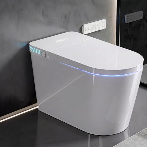 Image of TOTTE Smart Toilet with Bidet Built-in, Auto Open /Close Lid, Auto Power 1000g MaP Flush, 1.28 GPF, One Piece Elongated Toilet with Instant Warm Water & Warm Air Dryer, Built-in Aroma