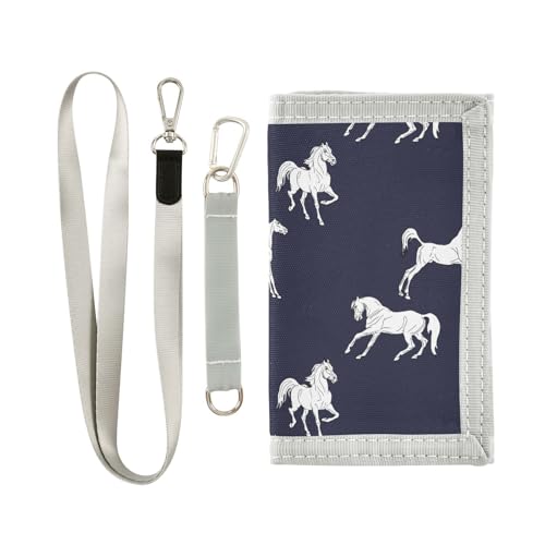 JHKKU Horses Trifold Wallets for Kids Boys Girls, Outdoor Sports Wallet for Teen, with Zipper Coin Pocket Novelty Purse