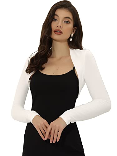 Allegra K Elegant Shrugs for Women's Long Sleeve Cotton Knit Open Front Bolero Shrug