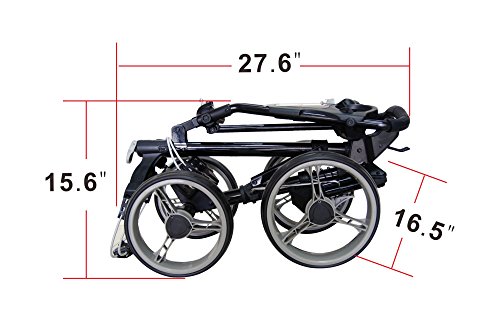 Qwik-Fold 4 Wheel Folding Push Pull Golf CART - Foot Brake - ONE Second to Open & Close! (Black/Charcoal)