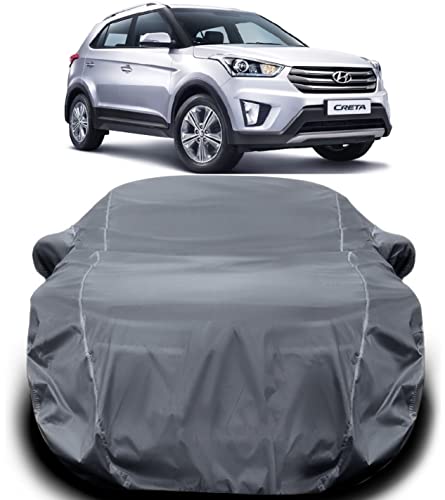 Image of Hyundai Creta Car Cover Waterproof /Creta Waterproof Dust Proof /Creta with Triple Stitched Fully Elastic Ultra Surface Body Protection (Grey Lookfor Creta)