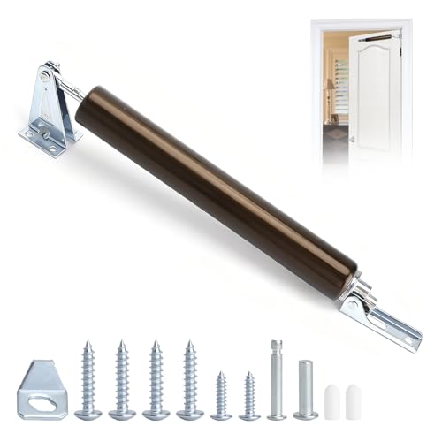 TMZELOA Door Closer 32 x 230 mm Automatic Aluminium Door Closer in Antique Bronze - Quiet Door Damper with Soft Close Function Easy Installation No Drilling for Room Door Garden Gate Interior Door
