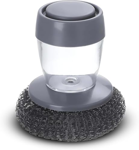 Image of Soap Dispensing Palm Brush, Kitchen Cleaning Scrubber with Liquid Dispenser, Dish Washing Brush with Refillable Handle for Utensils, Sink & Household Cleaning
