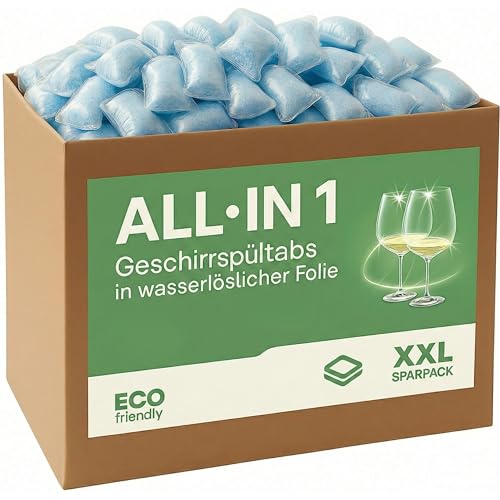 Cleanerist | 550 Spülmaschinentabs in Großpackung (10 kg) – All-in-1 Box Geschirrspültabs in wasserlöslicher Folie – Reiniger kompatibel mit allen Maschinen - umweltfreundliches Pulver
