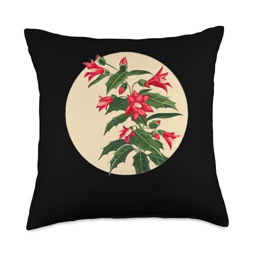 Christmas Cactus Round Image Throw Pillow -  Christmas Cactus Schlumbergera Cacti Plants, 45FZ8Q0TND4US_18X18