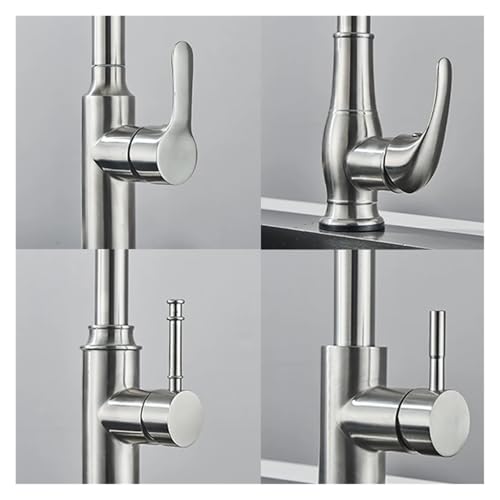 Grifo de cocina de níquel cepillado monomando con aspersor extraíble 7