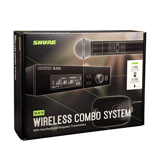 Shure Slxd124/85 Digital Wireless Microphone System With Slxd4 Single Channel Receiver, Slxd2 Handheld Transmitter With Sm58 Capsule, Slxd1 Bodypack And Wl185 Cardioid Lavalier Mic (J52 Band) #TOP1