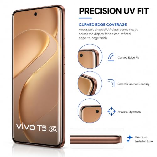 Image of ArmourPro UV Glue Tempered Glass for Vivo T5 5G - Curved Screen Protector, 9H Anti Scratch, Edge-to-Edge Coverage, HD Clarity, Smooth Touch