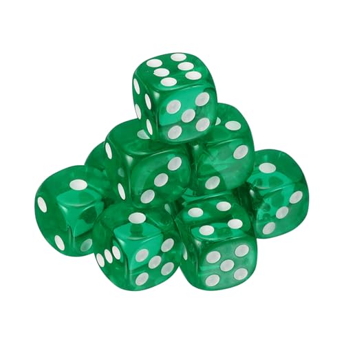 uxcell 6 Sided Acrylic Dice,18mm/0.71" 18mm/0.71" Game Green 10Pcs